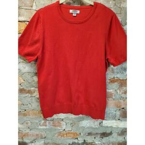 Edwards Womens Short Sleeve Crew Neck Knit Pullover Sweater Size M Red